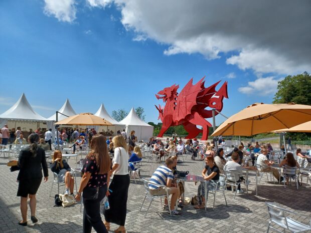 A statue of the Welsh red dragon at Civil Service Live Newport 2024